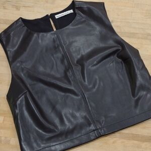 Abercrombie And Fitch Faux Leather Black Sleeveless Shell Top Size Small